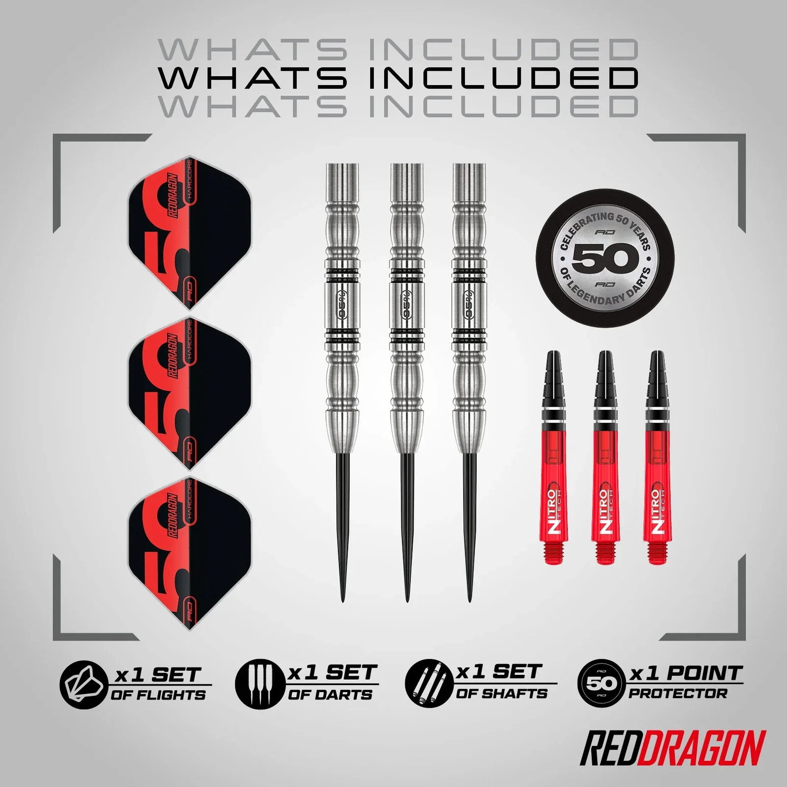 50th Anniversary Collection - Penetrator 4 Steel Tip Darts | Red Dragon - Image 2