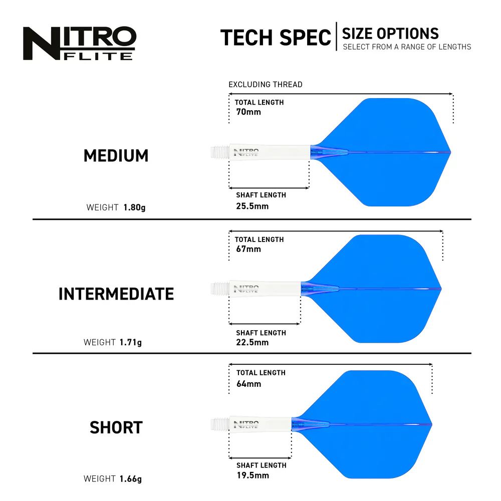 Nitro Flite Integrated Flight & Shaft - White & Blue | Red Dragon - Image 7