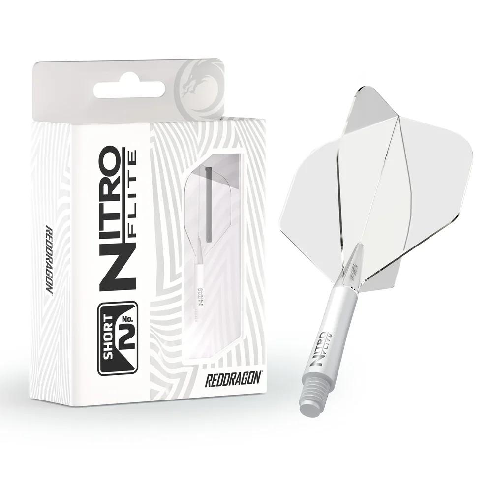 Nitro Flite Integrated Flight & Shaft - White & Clear | Red Dragon