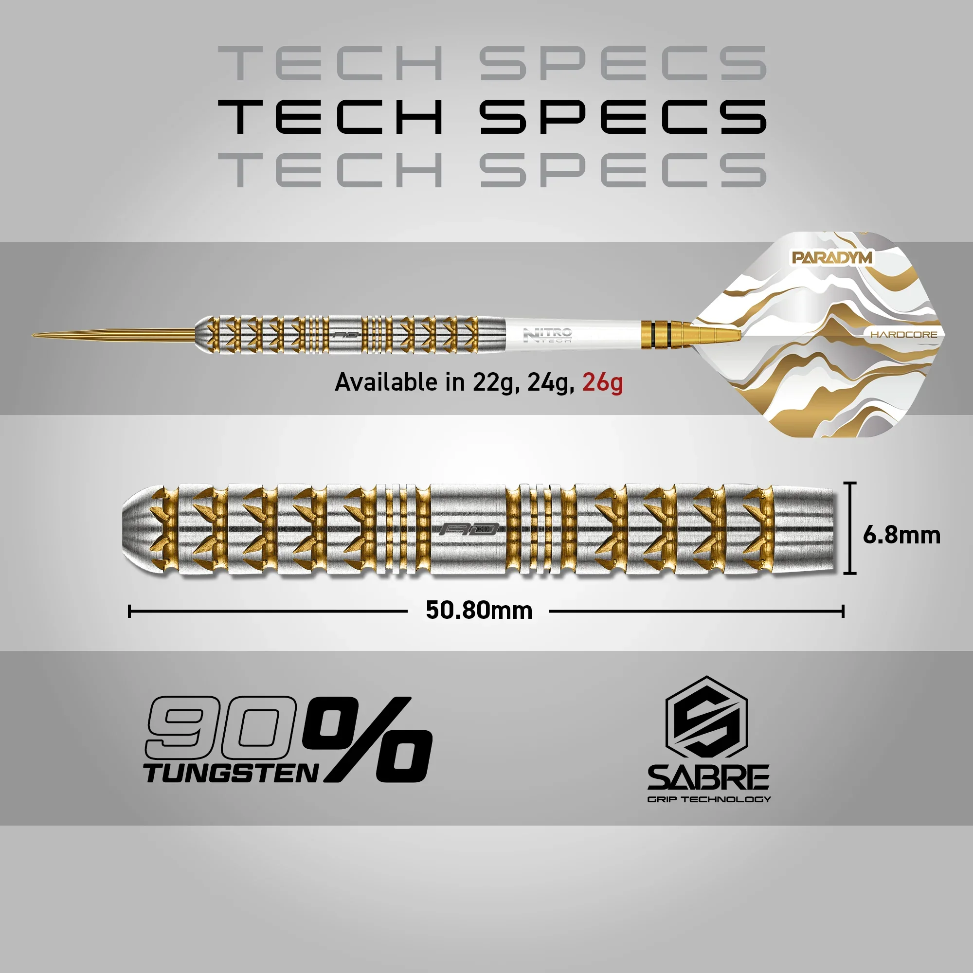 Paradym Gold Parallel Steel Tip Darts | Red Dragon - Image 6