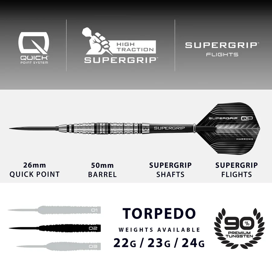 Supergrip Torpedo QP Darts | Harrows - Image 3